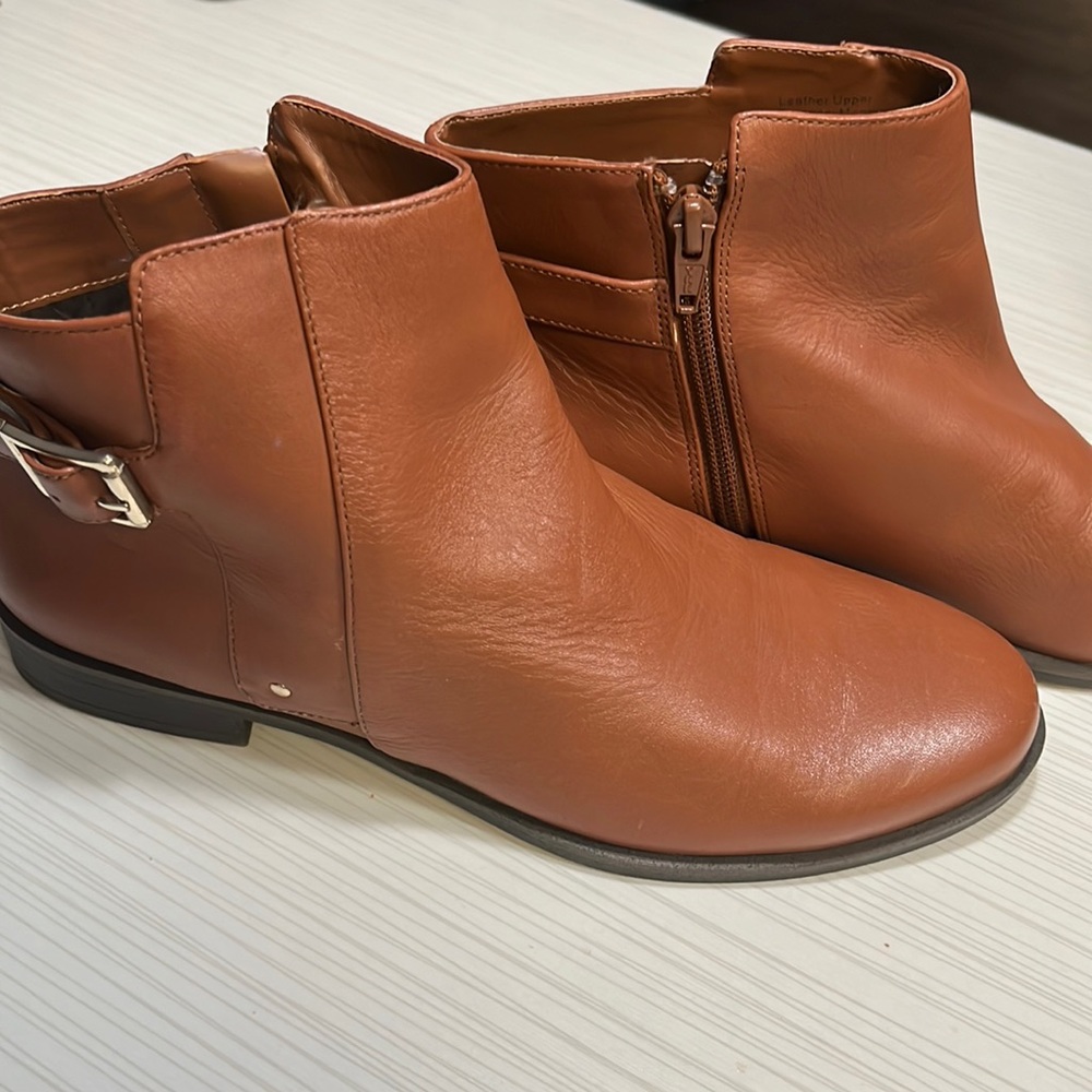 Brown leather boots